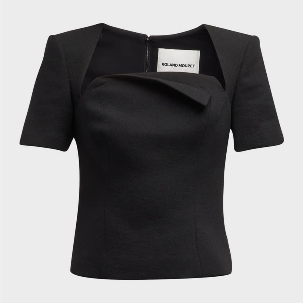 Roland Mouret Black Structured Short-Sleeve Top